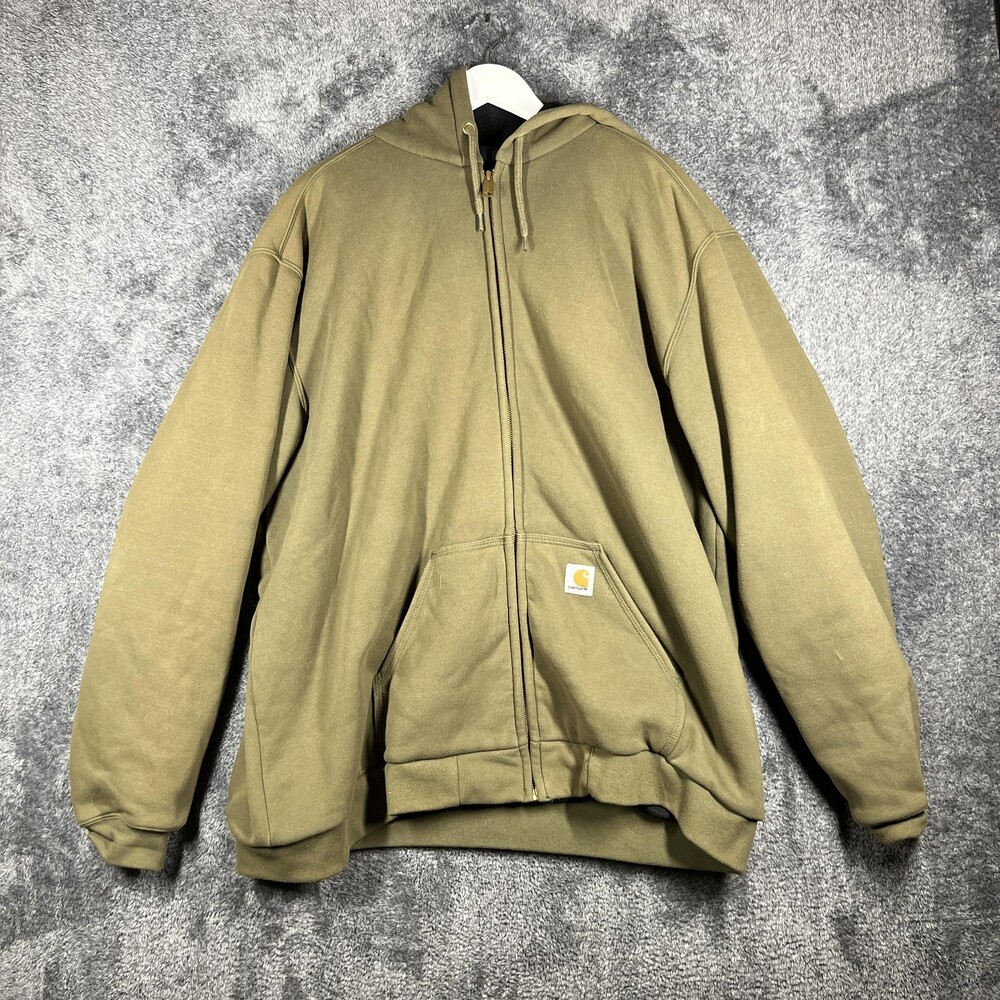 Carhartt Hoodie Mens 2XLT Green Full Zip Hooded Pockets Heavyweight Fleece